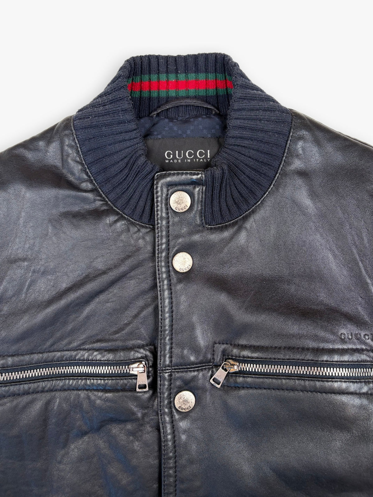 2000s Gucci Leather Bomber Jacket
