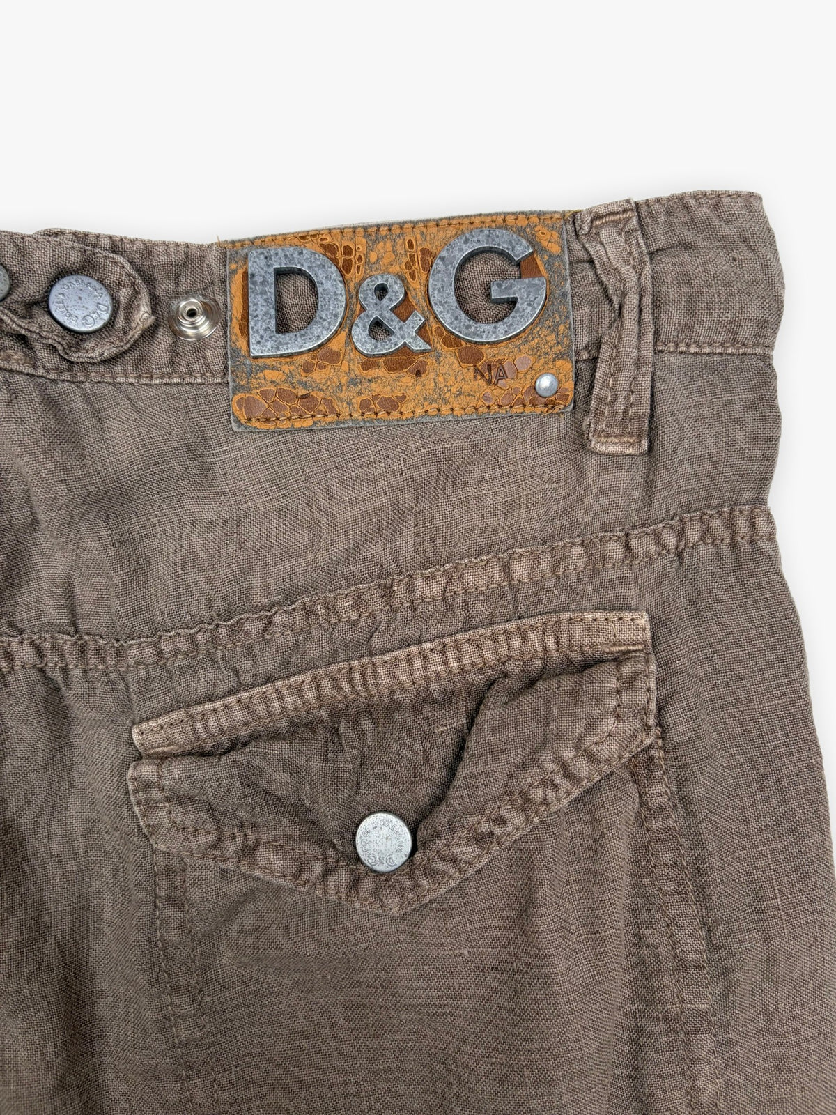 SS2004 Collection Women’s Dolce & Gabbana Multi-Pocket Linen Cargo Pants