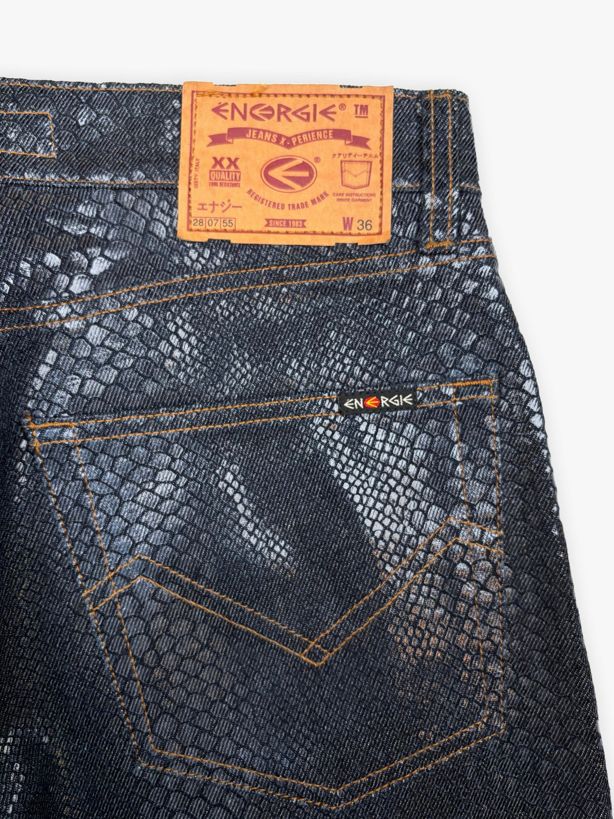 2000s Energie Brad Snakeskin Straight Leg Jeans