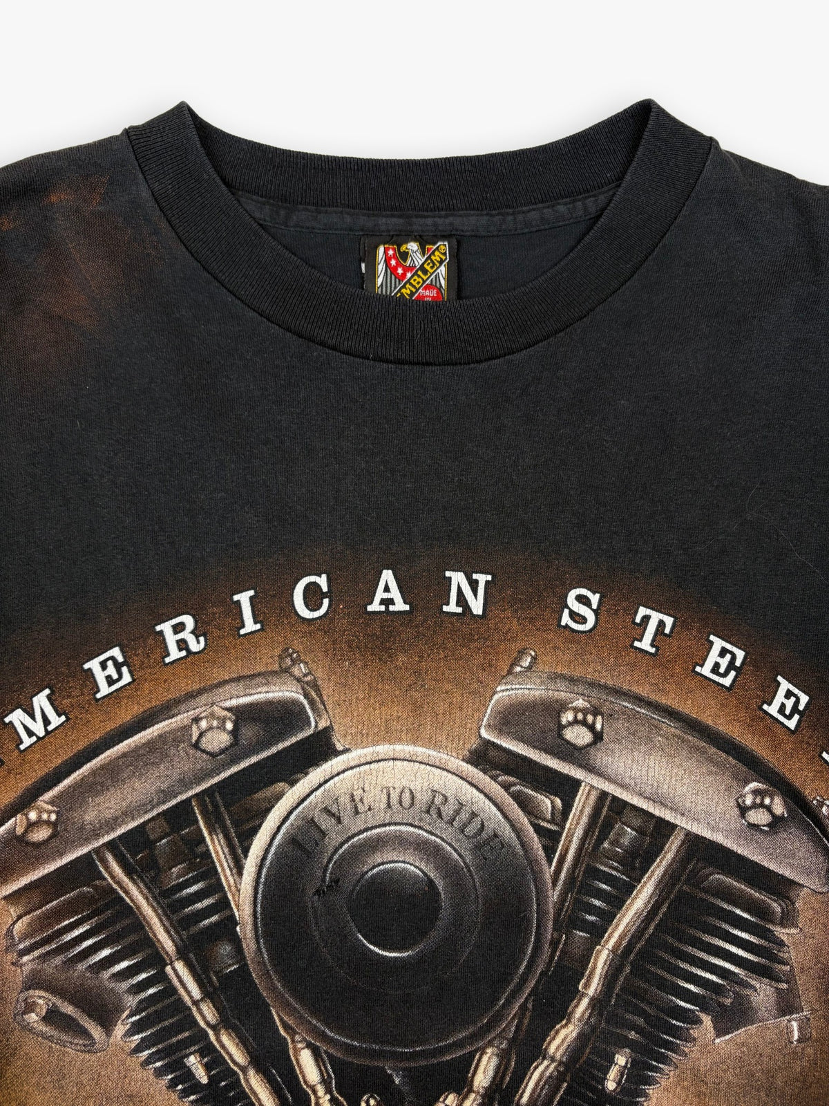 1990s 3D Emblem America Steel T-Shirt