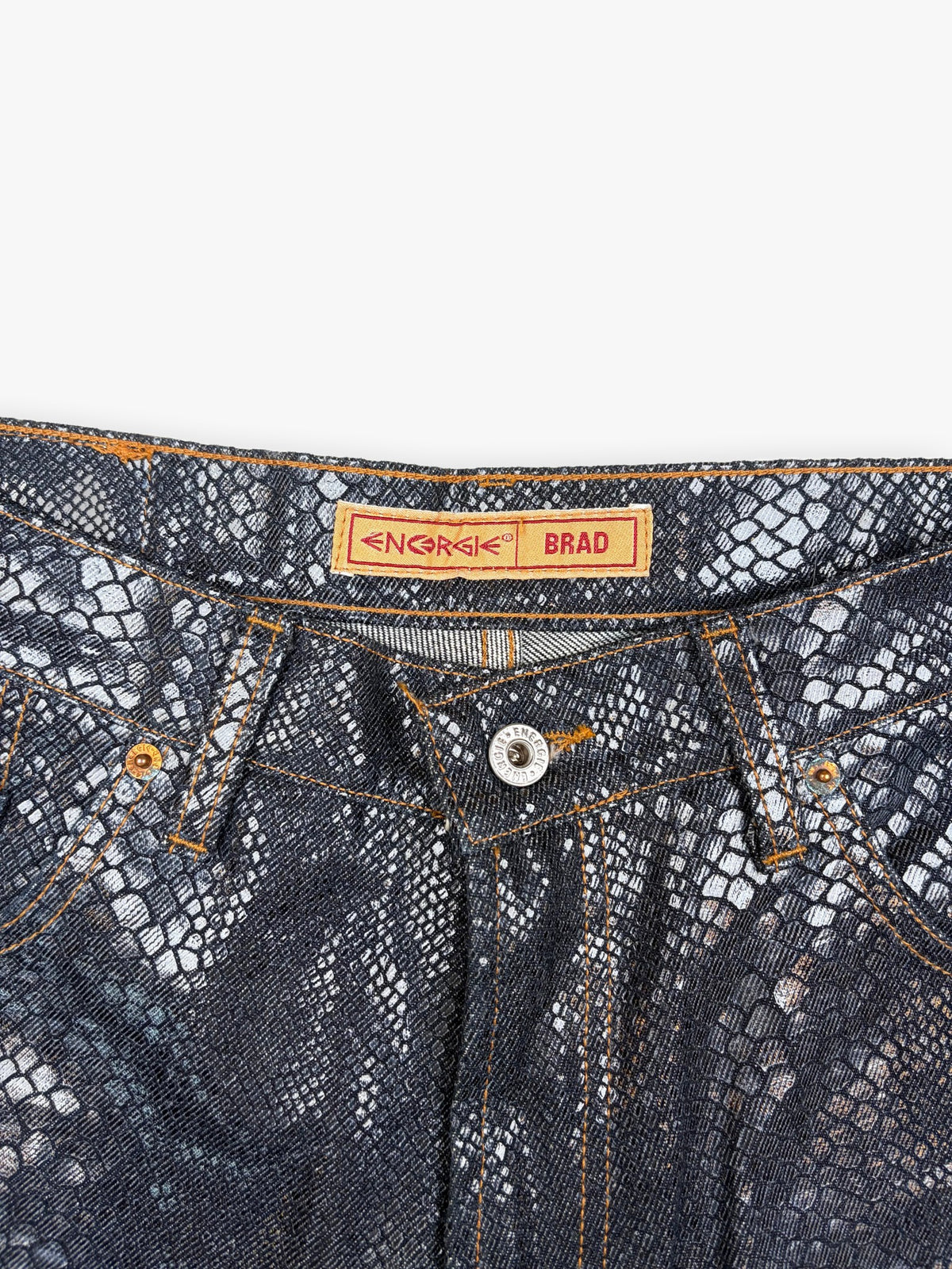 2000s Energie Brad Snakeskin Straight Leg Jeans