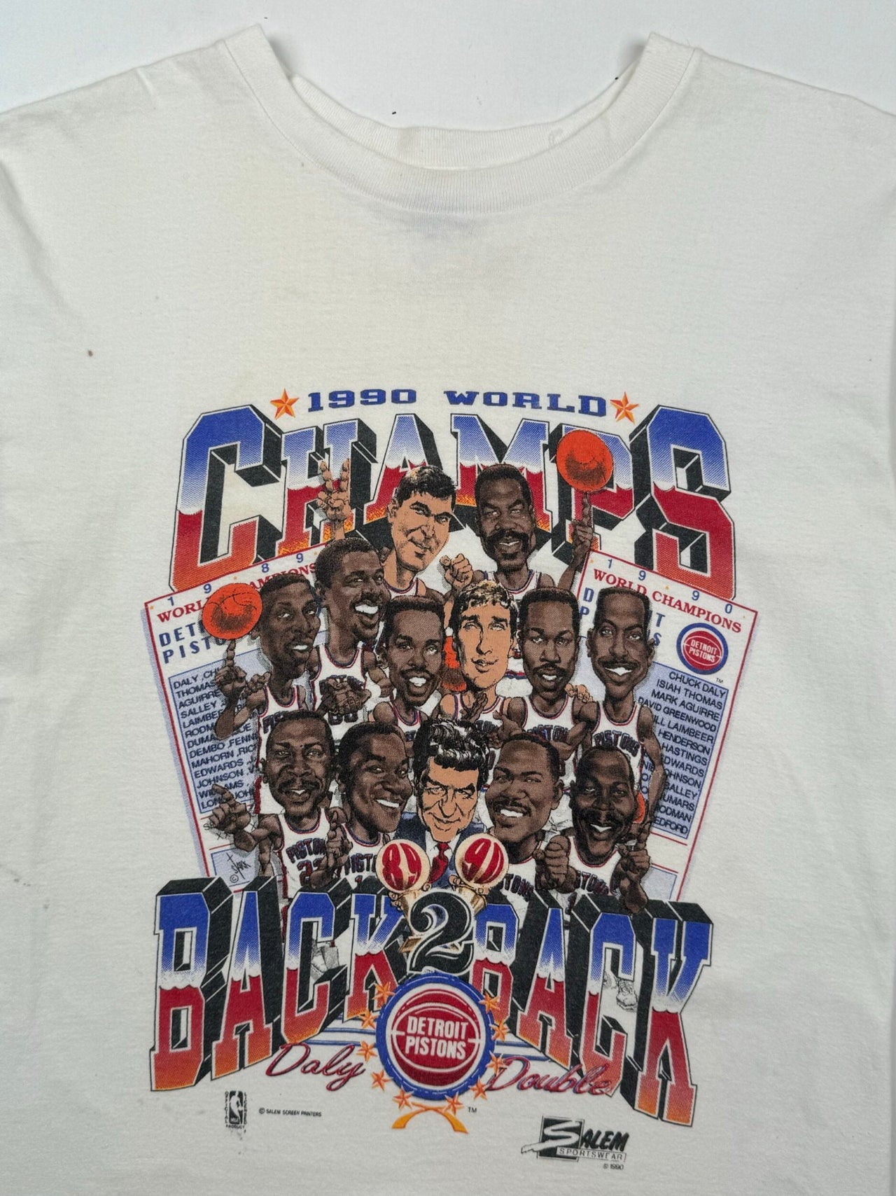1990 Detroit Pistons Back to Back NBA Champions T-Shirt